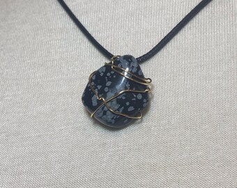 Snowflake Obsidian pendant
