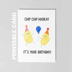 Geburtstagskarte zum Ausdrucken, Chip Chip Hooray Geburtstag, Lustige Geburtstagskarte, Cookie Geburtstagskarte