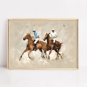 vintage polo art printable | vintage polo players painting, polo fan gift, vintage polo art, digital download, oil painting printable, EQ-4