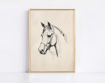 Equestrian Line Art: Vintage Horse Sketch Printable (Digital Download)