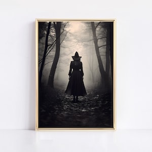 witch woods art printable | dark academia decor | vintage halloween | dark cottagecore art | dark oil painting | printable wall art
