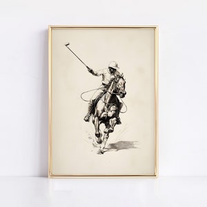 vintage polo etching printable | antique polo equestrian print | farmhouse decor | equestrian etching download | fine art | printable art