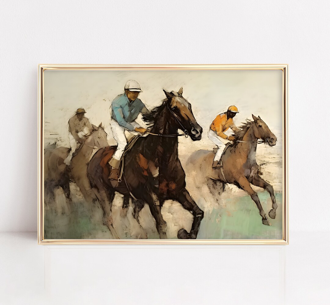 Vintage Jockey Art Printable Vintage Horse Race Painting Vintage Jockey ...