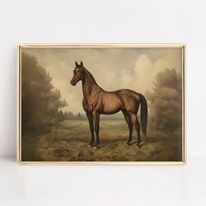 pintura de caballos vintage imprimible / impresión ecuestre antigua / decoración de la granja / pintura al óleo de animales / bellas artes rústicas / arte de pared imprimible