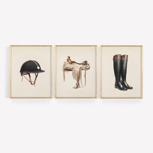EQUESTRIAN PRINT SET - 3 Drucke, Vintage Pferde Kunstdruck, Geschenk für Pferdeliebhaber, Ralph Lauren Dekor, Reitergalerie | Bauernhof Dekor