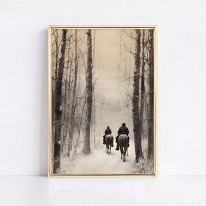 WINTER CHRISTMAS PRINT, Winter Decor, Winter Modern Farmhouse Neutral Minimalist, Vintage Christmas Sketch, Printable Snowy Forest, CH20
