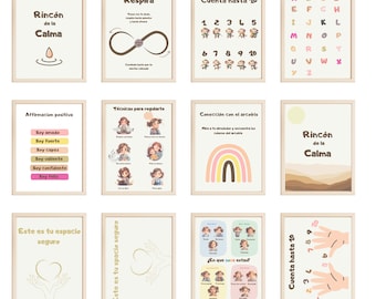Calm corner posters  in Spanish, Posters del rincón de la calma. Instant download PDF