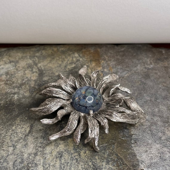 Rare brooch boucher silver pewter anemone moon pi… - image 6