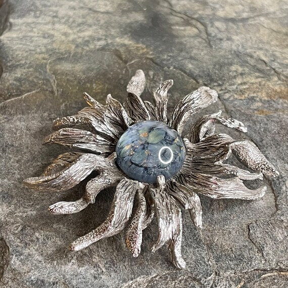 Rare brooch boucher silver pewter anemone moon pi… - image 9