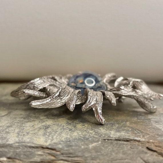 Rare brooch boucher silver pewter anemone moon pi… - image 7