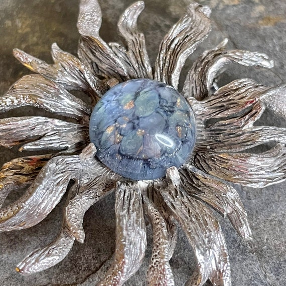 Rare brooch boucher silver pewter anemone moon pi… - image 2