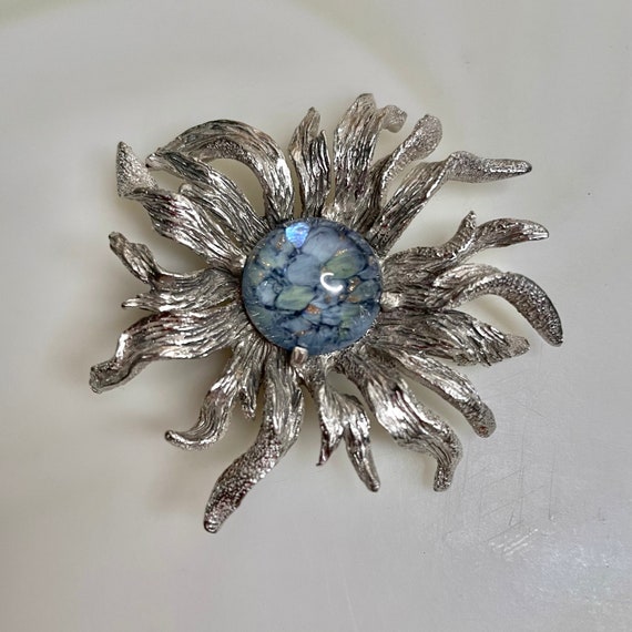 Rare brooch boucher silver pewter anemone moon pi… - image 5