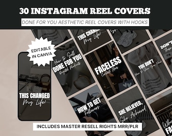 Instagram Reel Covers mit Haken für gesichtsloses digitales Marketing mit Master-Resell-Rechten, dunkle Ästhetik für Sie, Reel-Vorlagen