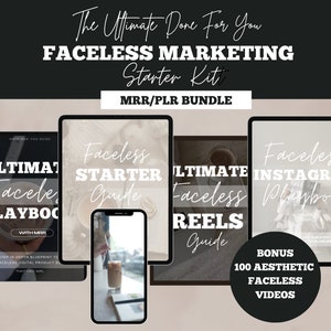 Faceless Marketing Starter Kit, Done For You PLR Bundle of 4 Digital Products, All You Need To Start a Faceless Account With Resell Rights