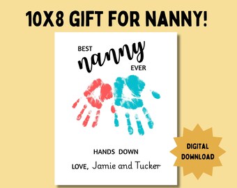Nanny Handprint Art, personalisiertes Geschenk (digitaler Download)