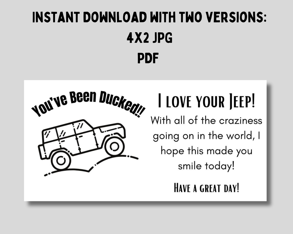 Duck Duck Jeep Tag You've Been Ducked Duck Tag Ducking Duck Duck Jeep