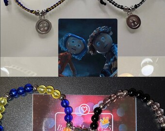 Coraline couple with heart charms bracelets