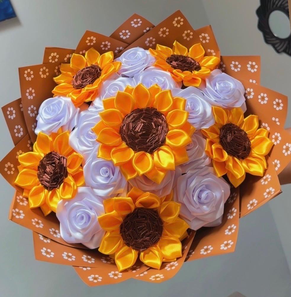 Eternal sunflowers and roses bouquet