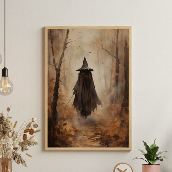 PRINTABLE Halloween Witch Wall Art, Wall Art Gallery, Printable Art, Halloween Decor Indoor, Digital Download Halloween, Samhain Wall Print