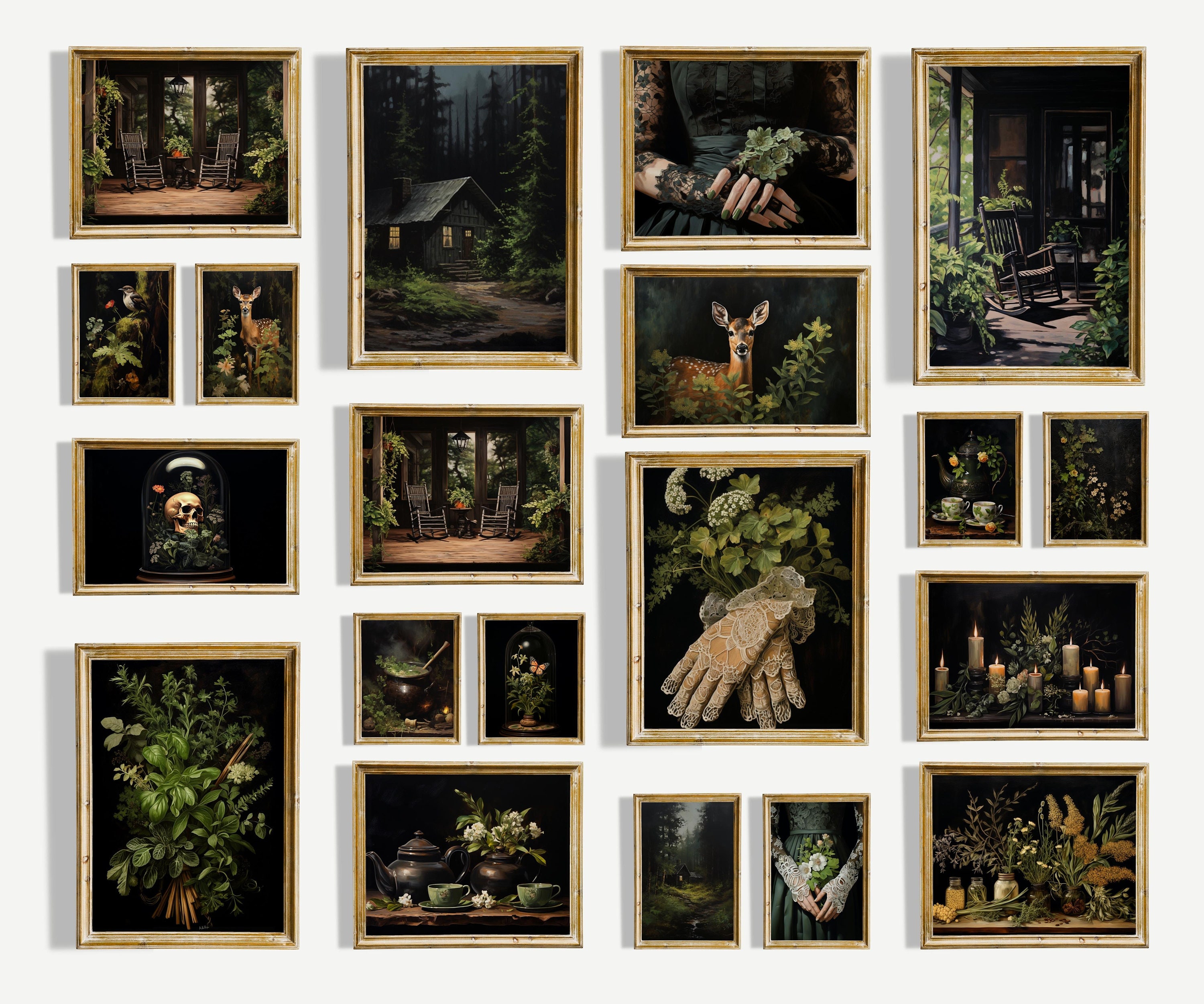 27 Dark Cottagecore Decor Wall Gallery Set Oil Painting Print Gallery ...