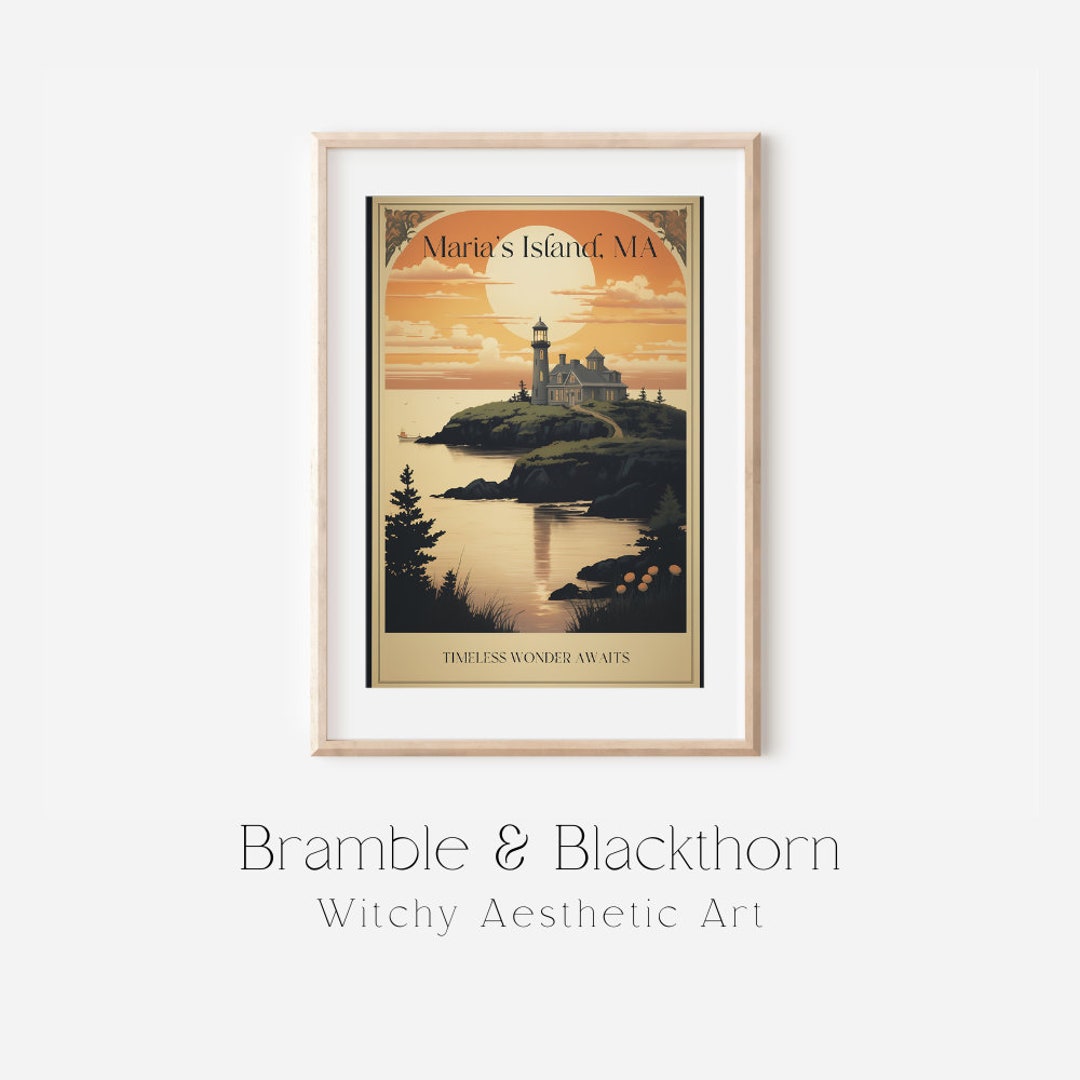 Practical Magic Maria's Island, MA Vintage Travel Poster Printable Wall