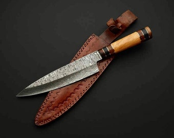Personalized Santoku Chef Knife, Handmade Damascus Steel Chef Knife, Gift For Chef, Personalized Gift, Gift For Him, Anniversary Gift, Gift