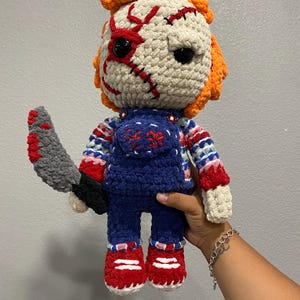 chucky crochet horror doll, handmade plushie