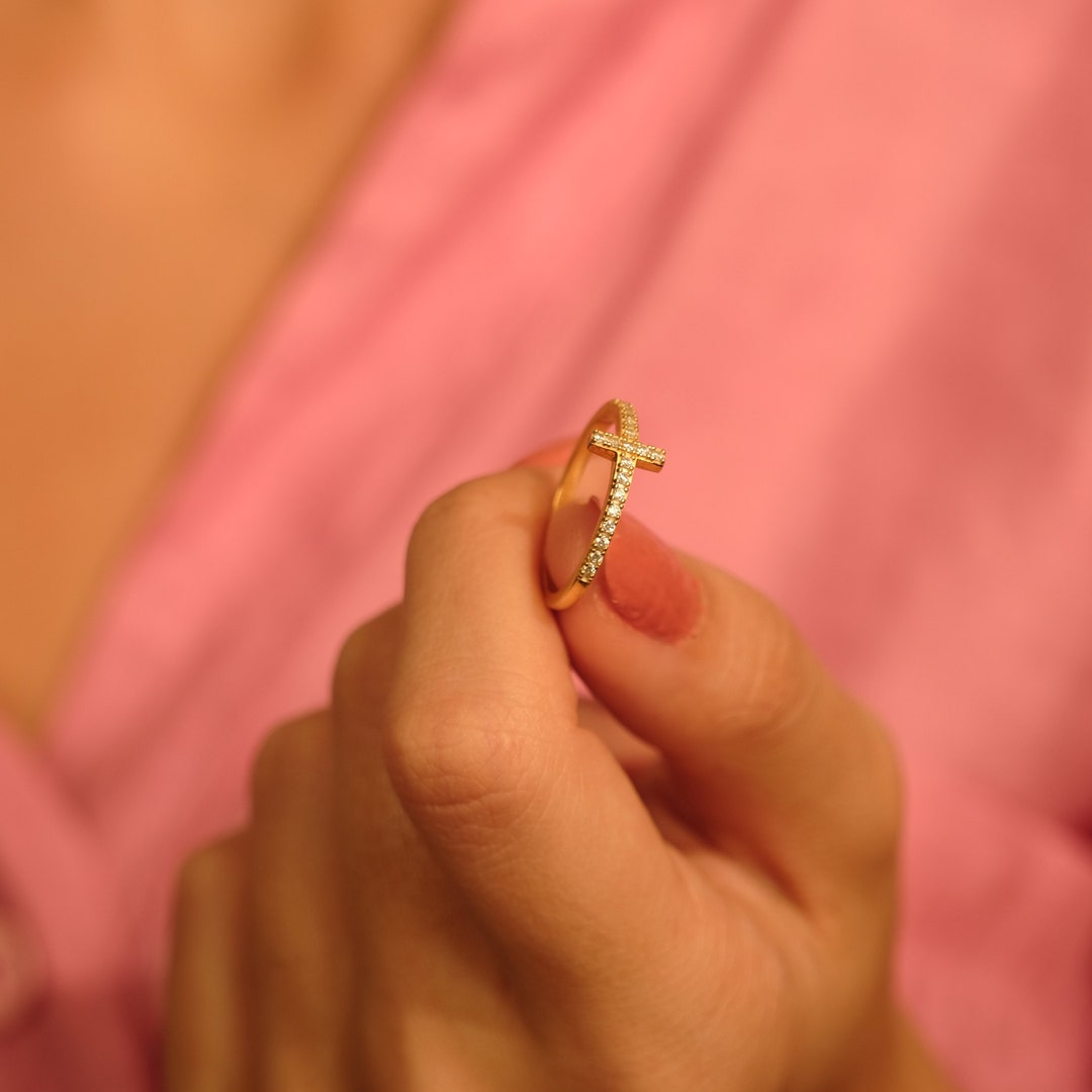 Pave Cross Ring for Women Faith Ring Christian Jewelry Etsy