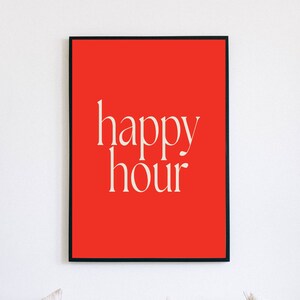 Happy Hour Trendy Cocktail Print, Bar Cart Decor, Trendy Wall Art, Bar Cart Wall Art, Neutral Wall Art, Cocktail Poster