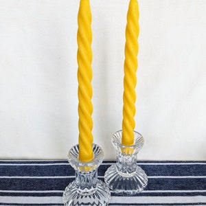 100% Beeswax Taper Candles pack of 2 | Twisted Taper Candles | Pure Beeswax