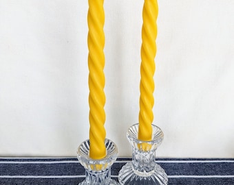 100% Beeswax Taper Candles pack of 2 | Twisted Taper Candles | Pure Beeswax