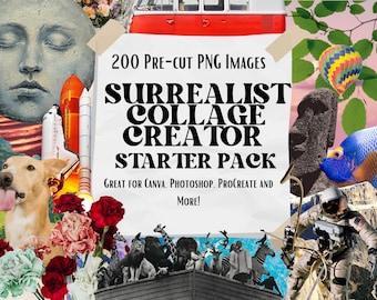 Surrealist Collage Creator | Digital PNG Retro Cut-Outs | Great for Photoshop, ProCreate, Canva & More