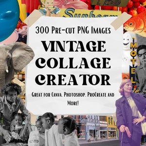 Vintage Collage Creator | 300 PNG Cut-Out Images | Great for Canva, Photoshop, Procreate and More!