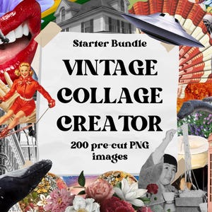 Vintage Collage Schöpfer | Digitale PNG Retro Ausschnitte | Super für Photoshop, ProCreate, Canva & mehr
