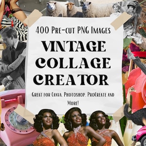 Digital Collage Kit | Vintage Collage Maker | Over 400 Elements | Collage Maker for Canva, Photoshop and Proceate | Digital Download