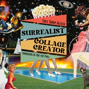 Mega Collage Creator / Más de 3500 elementos y en aumento / Acceso completo a la tienda / Creador de collages digitales surrealistas y vintage definitivo / Kit de recursos