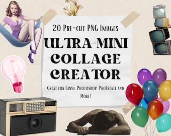 Ultra-Mini Collage Creator | 20 PNG Cut-Out Images | Great for Canva, Photoshop, Procreate and More!