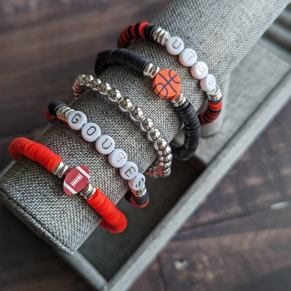 U of U Bracelet | UTES Bracelet | Utah Bracelet | Football | Basketball | Baseball | Soccer | Gameday Bracelets | Custom Bracelet - Silver