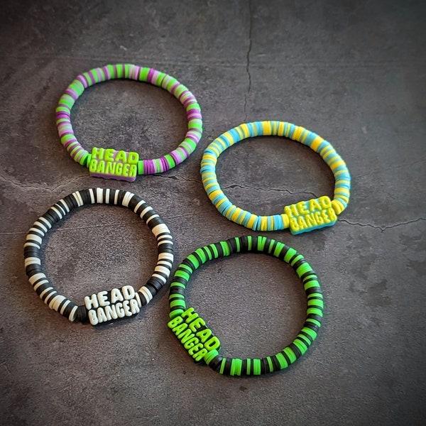 Headbanger Bracelet | EDM | Music Festival Bracelet | Stretch Bracelet