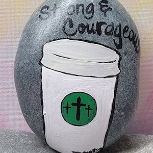 Painted Rock, Hand Painted, Acrylic Paint, Inspirational, Bible Verse, Josh 1:9, Art, Decor