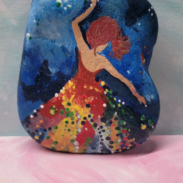 Painted Rock, Dancing Figure, Colorful, Unique Gift, Fun, One of a kind, Hand Painted, Art Deco