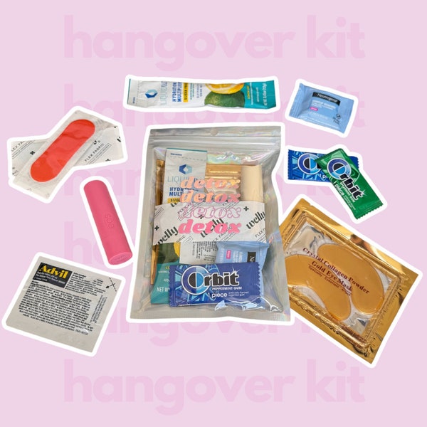 90s / Y2K Recovery Kit 5 x 7" Holographic Bag (10 pcs) for Bachelorette/Bachelor Parties, Birthdays, Weddings, Getaways, etc.