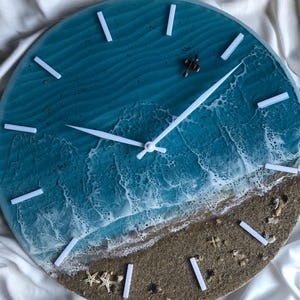 Relógio de parede de resina | Decoração de parede de oceano | Arte de oceano de resina personalizada | Arte de resina | Pintura de resina com ondas do oceano | Relógio de oceano | Decoração de casa | Relógio de resina