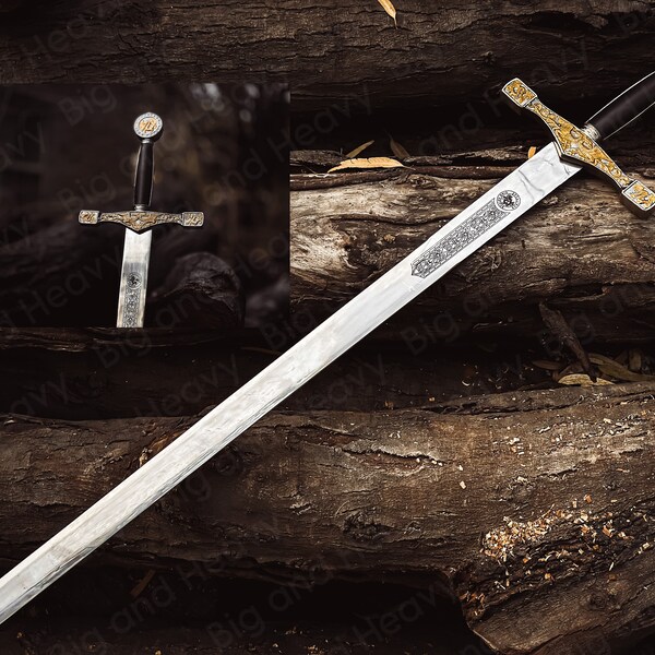 Handmade Excalibur Sword of King Arthur, Personalized Steel Sword, Viking Swords, Battle Ready Swords, Excalibur Replica, Best Gift For Him.
