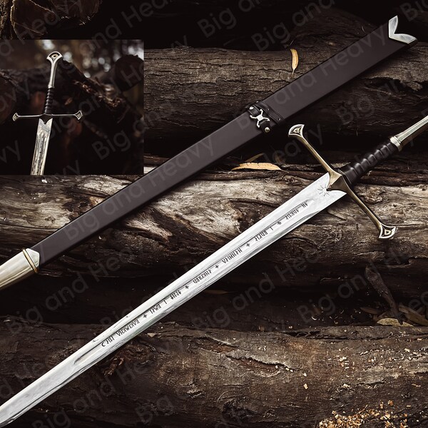 Handmade Anduril Sword of King Aragorn, Damascus Steel Swords, Viking Swords, Battle Ready Swords, Anduril Replica, Best Gift For Him.