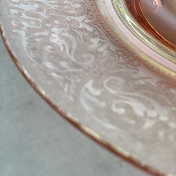 Pink Depression Glass tray/plate