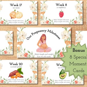 Cartes de comparaison de bosses de grossesse Milestone photo numérique prop grossesse cadeau aquarelle fruits et légumes