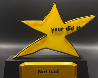 ¡Lo lograste! Trofeo de estrella con meme divertido: un regalo de broma para cualquier ocasión.