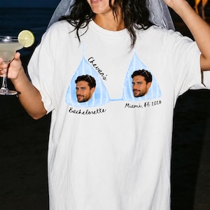 Custom Bikini Bachelorette Shirt, Groom Face Bachelorette Shirt, Matching Team Bride, Bridal Party Gift, Beach Bach Party Shirt