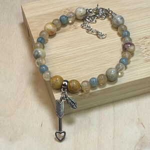 Arrow Heart Custom Initial charm bracelet.  Yellow Tumeric, Citrine, Green Jade.  Valentine | Mother | November Birthday Birthstone | Chakra